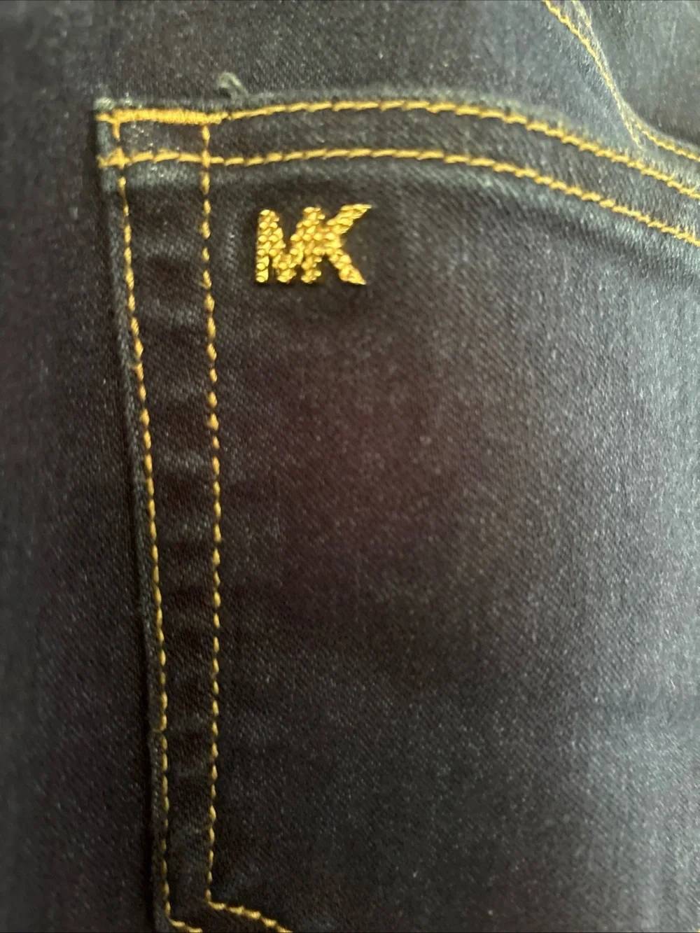 Michael Kors Dark Navy Straight-Leg Jeans with Gold Hardware